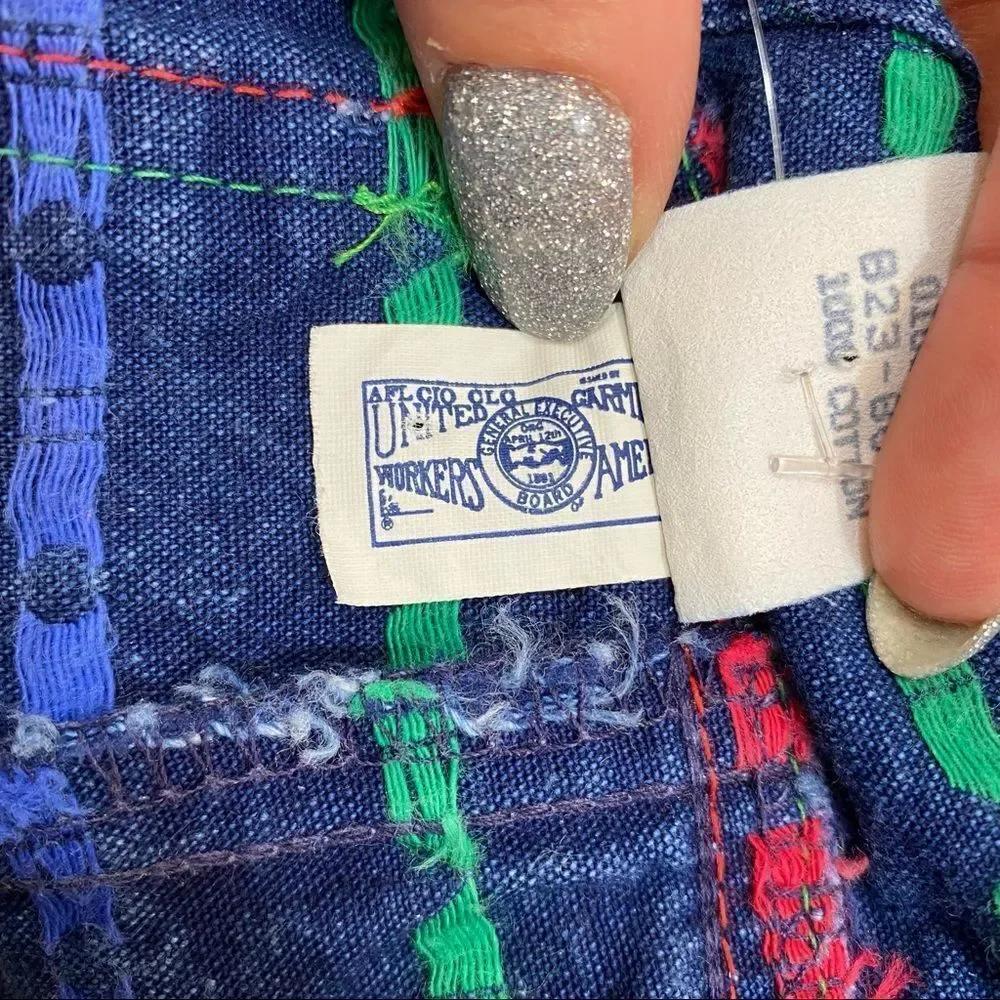Vintage embroidered Osh Kosh Denim Bib Overalls Size 6/9 Months Union Made in US